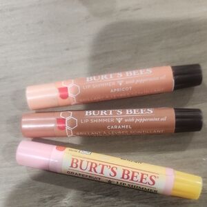 Burt's Bees Lip Shimmer Set in Apricot, Caramel, Grapefruit - 7 Pc SET